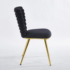 Sillones decorativos con estructura de metal con recubrimiento de polvo dorado y negro, juego de 2