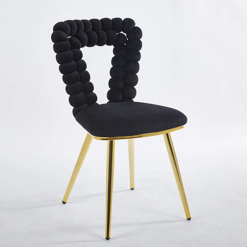 Sillones decorativos con estructura de metal con recubrimiento de polvo dorado y negro, juego de 2