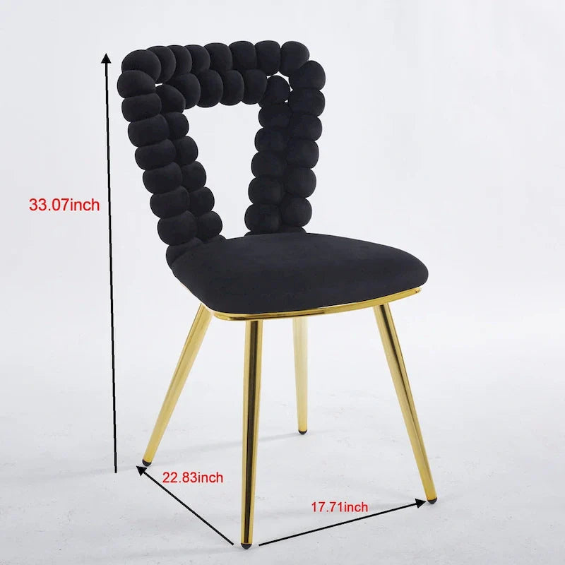 Sillones decorativos con estructura de metal con recubrimiento de polvo dorado y negro, juego de 2