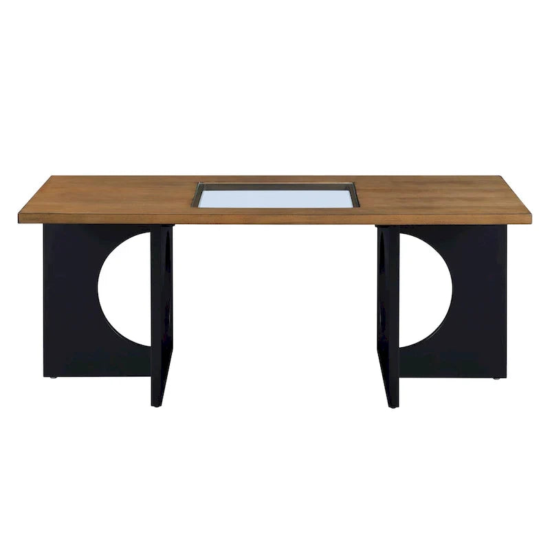 Mesa de centro rectangular de 47" con estante de vidrio templado