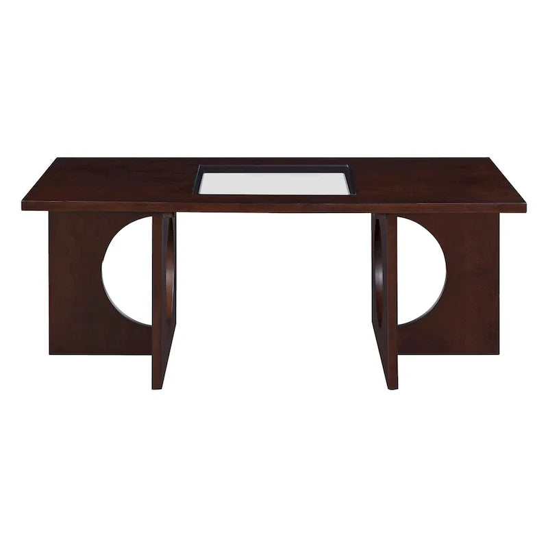 Mesa de centro rectangular de 47" con estante de vidrio templado