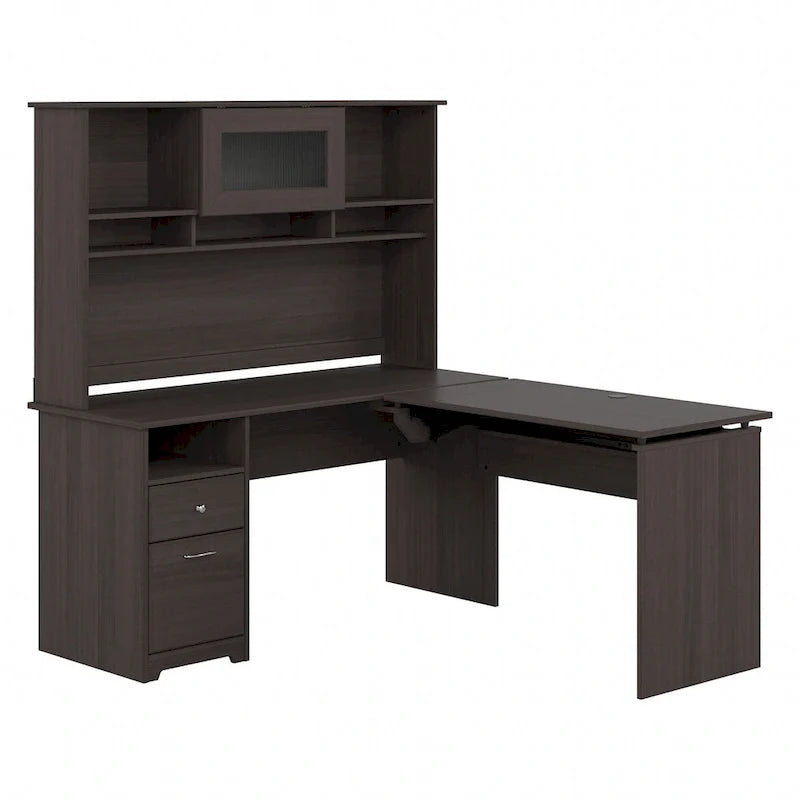 Escritorio en L de 60" elevable con soporte y cajón archivador