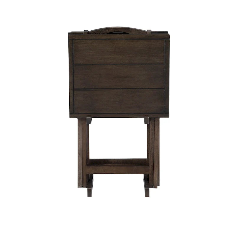 Juego de mesa plegable de 4 piezas con soporte de almacenamiento – Gris