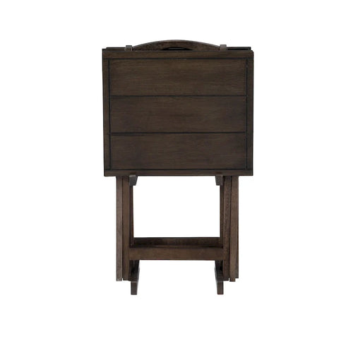 Juego de mesa plegable de 4 piezas con soporte de almacenamiento – Gris