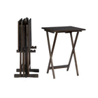 Juego de mesa plegable de 4 piezas con soporte de almacenamiento – Gris