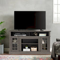 Mueble de TV clásico americano con 4 estantes de almacenamiento y 2 armarios de almacenamiento para sala de estar u oficina familiar