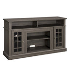 Mueble de TV clásico americano con 4 estantes de almacenamiento y 2 armarios de almacenamiento para sala de estar u oficina familiar