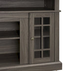 Mueble de TV clásico americano con 4 estantes de almacenamiento y 2 armarios de almacenamiento para sala de estar u oficina familiar