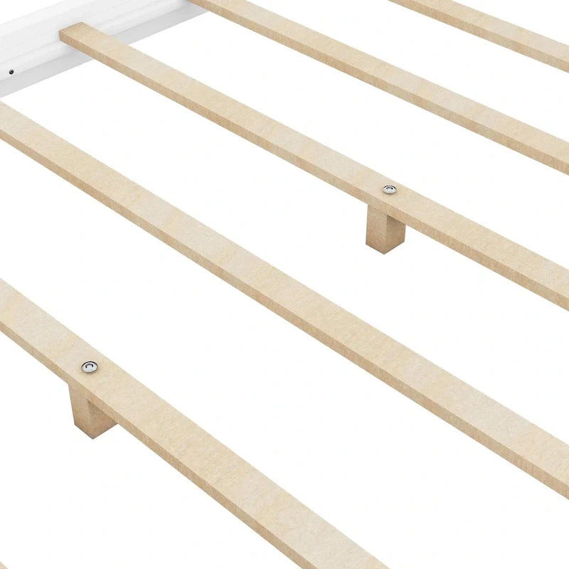Cama de plataforma baja con dosel de madera de pino y MDF – Queen/King