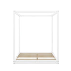 Cama de plataforma baja con dosel de madera de pino y MDF – Queen/King