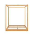 Cama de plataforma baja con dosel de madera de pino y MDF – Queen/King