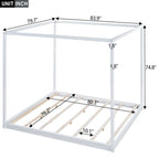 Cama de plataforma baja con dosel de madera de pino y MDF – Queen/King