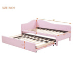 Sofá cama tapizado en forma de L tamaño individual con nido elevable – Rosa