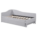 Sofá cama tapizado en forma de L tamaño individual con nido elevable – Rosa