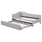 Sofá cama tapizado en forma de L tamaño individual con nido elevable – Rosa