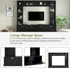 104.2 Mueble de pared con soporte para TV, estanterías y armarios – Negro