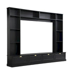 104.2 Mueble de pared con soporte para TV, estanterías y armarios – Negro