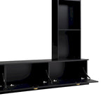 104.2 Mueble de pared con soporte para TV, estanterías y armarios – Negro