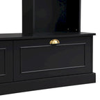 104.2 Mueble de pared con soporte para TV, estanterías y armarios – Negro