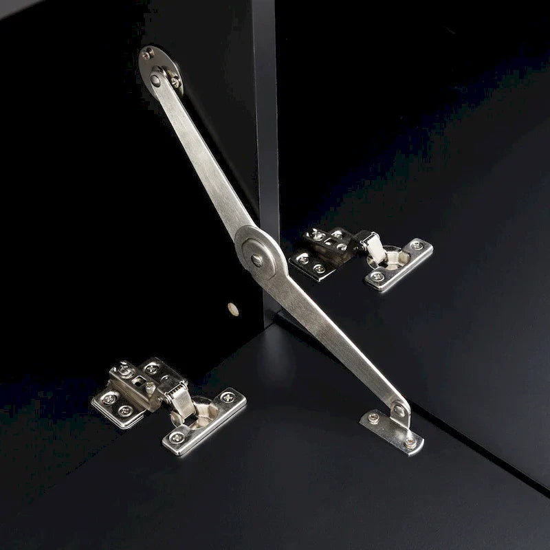 104.2 Mueble de pared con soporte para TV, estanterías y armarios – Negro