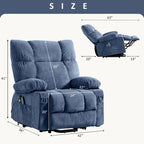 Sillón reclinable elevador eléctrico con calor, masaje, carga USB – Azul