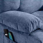 Sillón reclinable elevador eléctrico con calor, masaje, carga USB – Azul