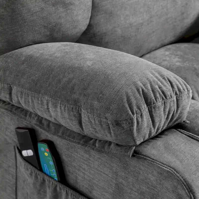 Sillón reclinable elevador eléctrico con calor, masaje, carga USB – Azul