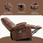 Sillón reclinable elevador eléctrico con calor, masaje, carga USB – Azul