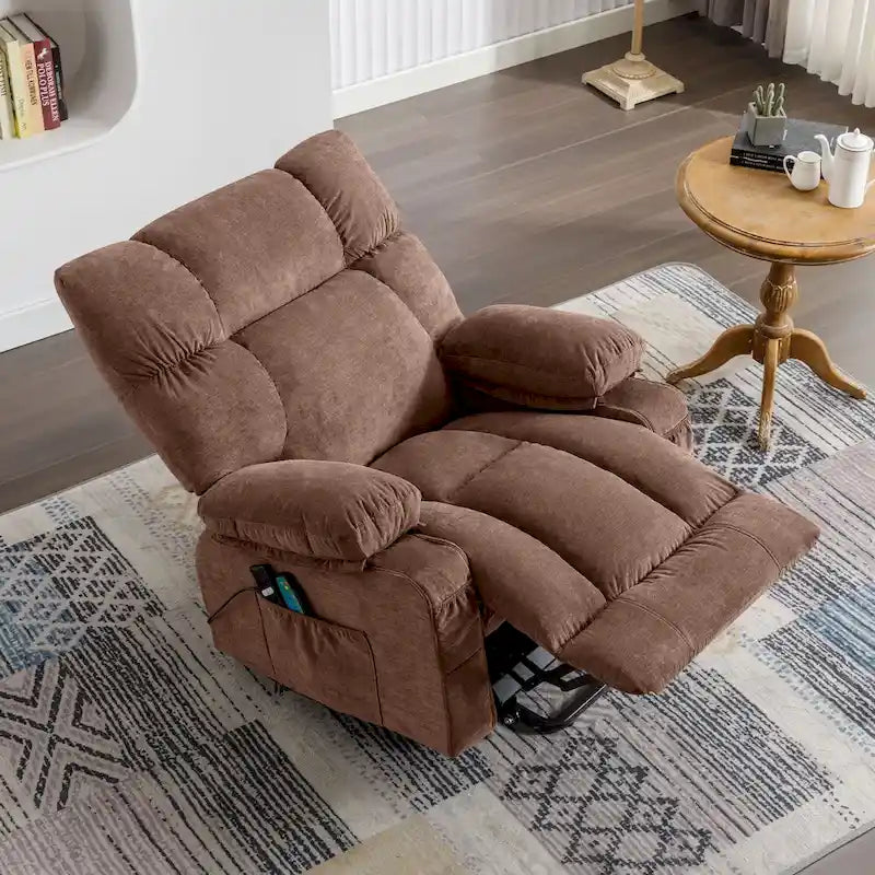 Sillón reclinable elevador eléctrico con calor, masaje, carga USB – Azul