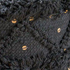 Taburete de tela bohemio con base de madera de eucalipto