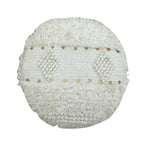Taburete de tela bohemio con base de madera de eucalipto