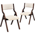 Sillas de comedor plegables con asiento acolchado, juego de 2, beis