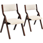 Sillas de comedor plegables con asiento acolchado, juego de 2, beis