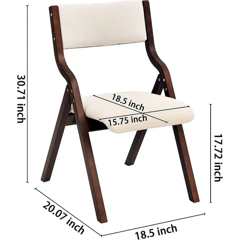 Sillas de comedor plegables con asiento acolchado, juego de 2, beis