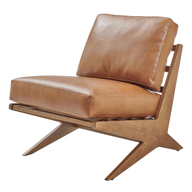 Sillón decorativo estilo Mid-Century – Estructura de madera maciza + Tejido de poliéster