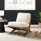 Sillón decorativo estilo Mid-Century – Estructura de madera maciza + Tejido de poliéster