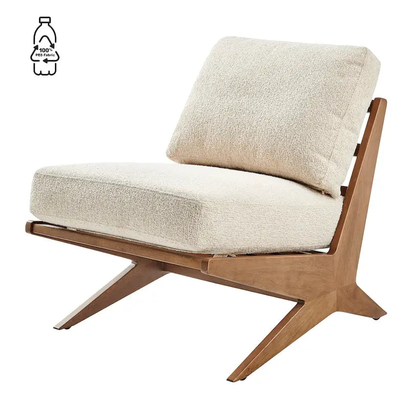 Sillón decorativo estilo Mid-Century – Estructura de madera maciza + Tejido de poliéster