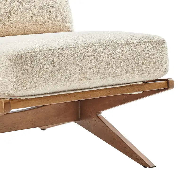 Sillón decorativo estilo Mid-Century – Estructura de madera maciza + Tejido de poliéster