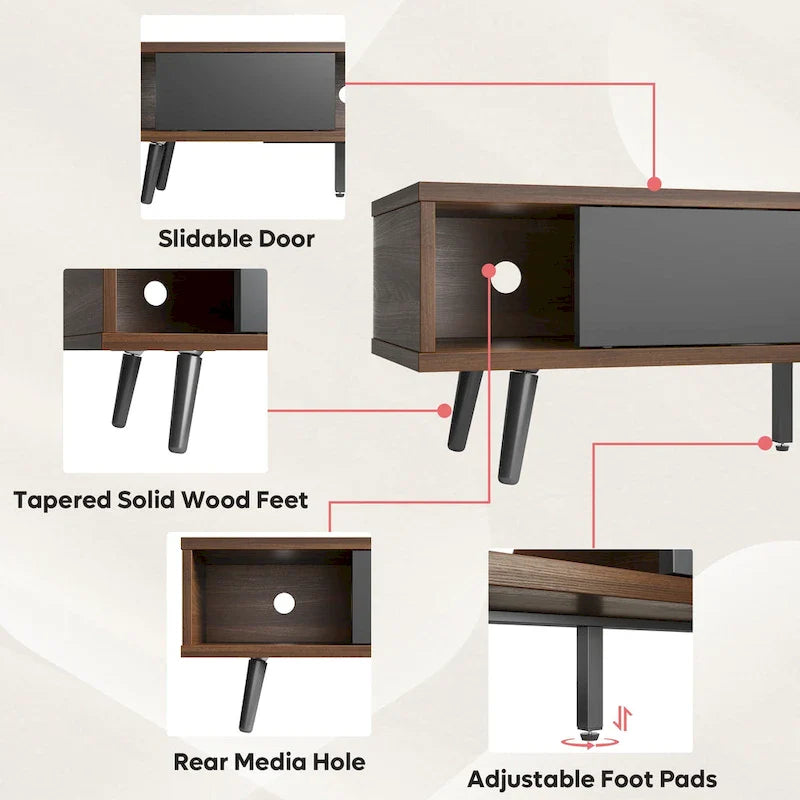 Soporte de TV para televisores de hasta 75 pulgadas – Mueble de TV de mediados de siglo, 70 pulgadas
