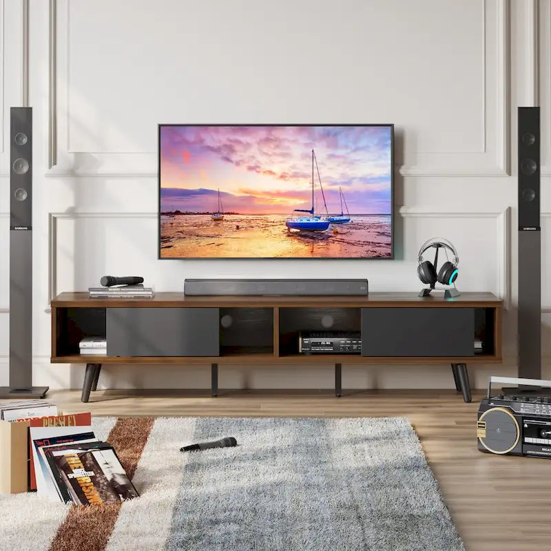 Soporte de TV para televisores de hasta 75 pulgadas – Mueble de TV de mediados de siglo, 70 pulgadas