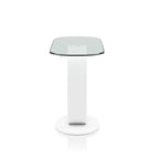 Mesa de sofá moderna de 47 pulgadas con base en forma de O y cubierta de cristal templado