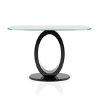 Mesa de sofá moderna de 47 pulgadas con base en forma de O y cubierta de cristal templado