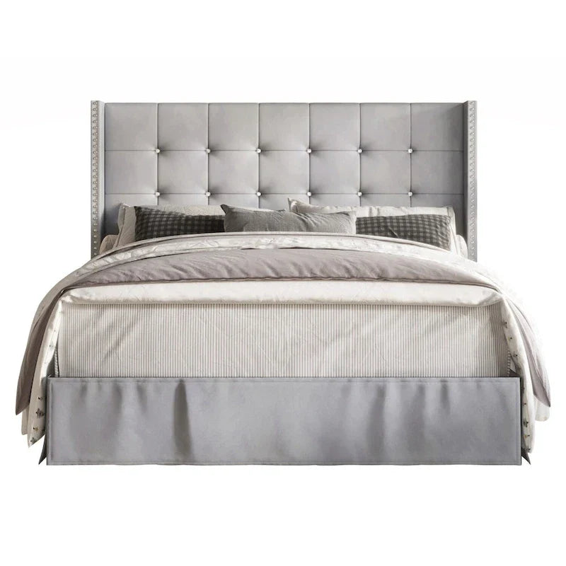 Cama plataforma tapizada capitoné