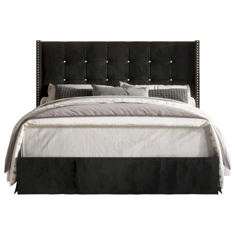 Cama plataforma tapizada capitoné