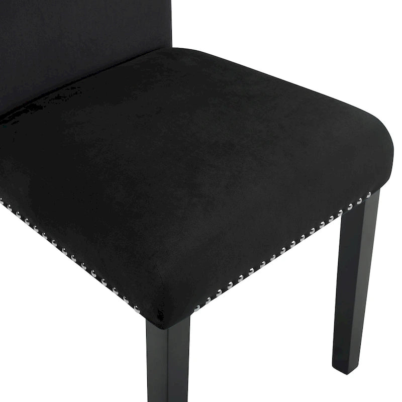 Sillas de Comedor de Terciopelo con Tachuelas, Juego de 2