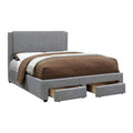 Cama King con cajones en la base – Tapizado de poliéster gris