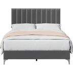 Estructura de Cama con Cabecero de Terciopelo Ajustable – Capacidad de 362 kg
