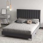 Estructura de Cama con Cabecero de Terciopelo Ajustable – Capacidad de 362 kg