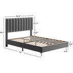 Estructura de Cama con Cabecero de Terciopelo Ajustable – Capacidad de 362 kg