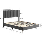 Estructura de Cama con Cabecero de Terciopelo Ajustable – Capacidad de 362 kg